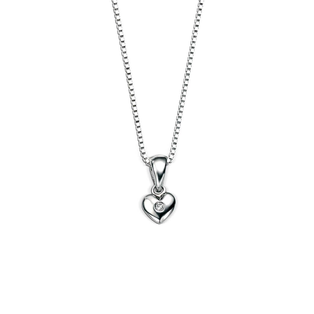D for Diamond Silver Heart Necklace