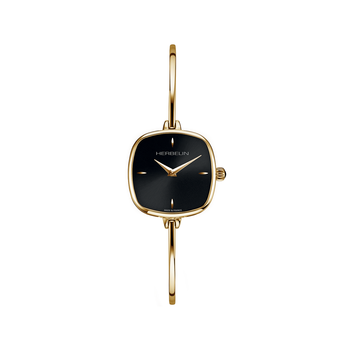 Herbelin Gold Fill Bangle Watch - Square, Black Dial