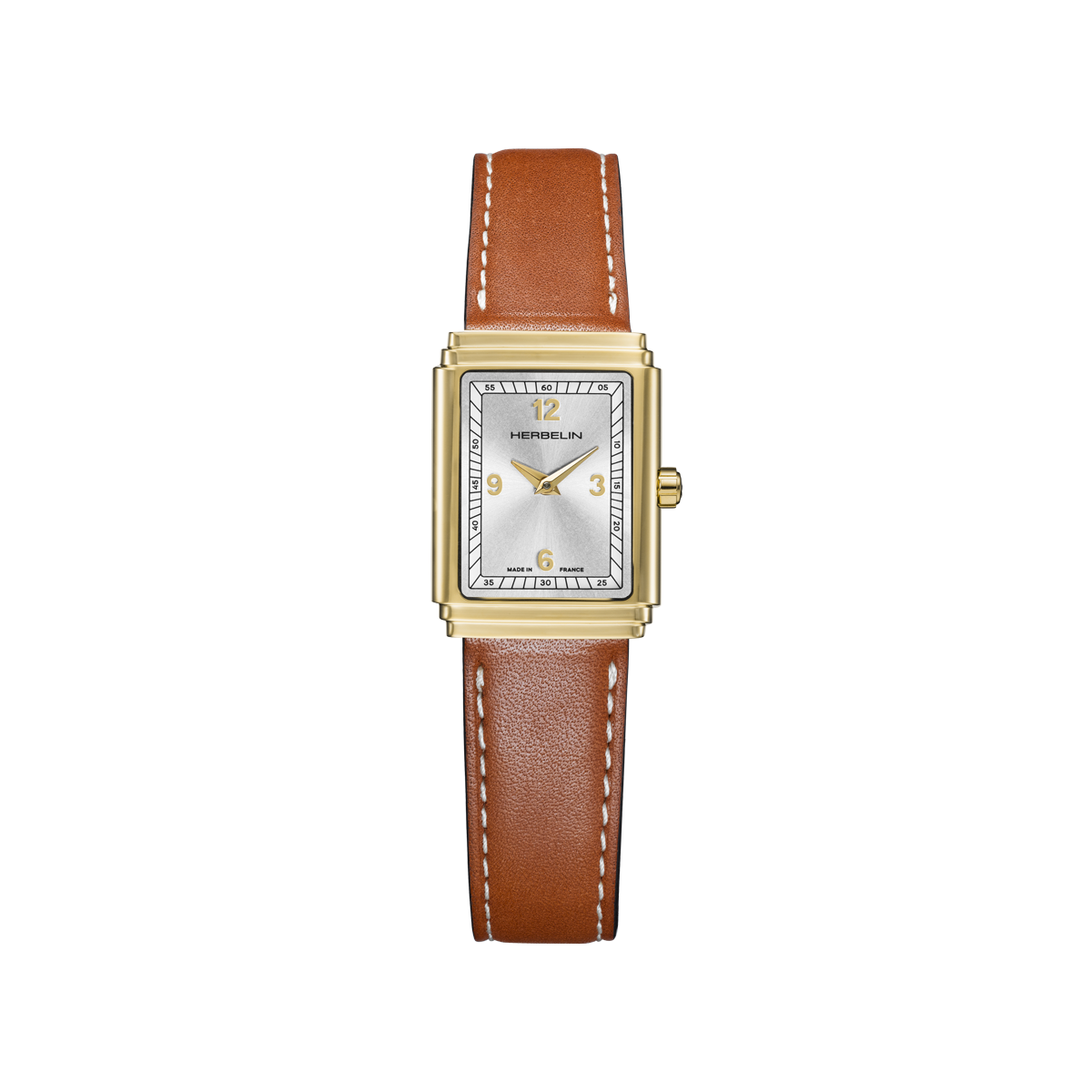 Herbelin Gold Art Deco Watch - Tan Strap