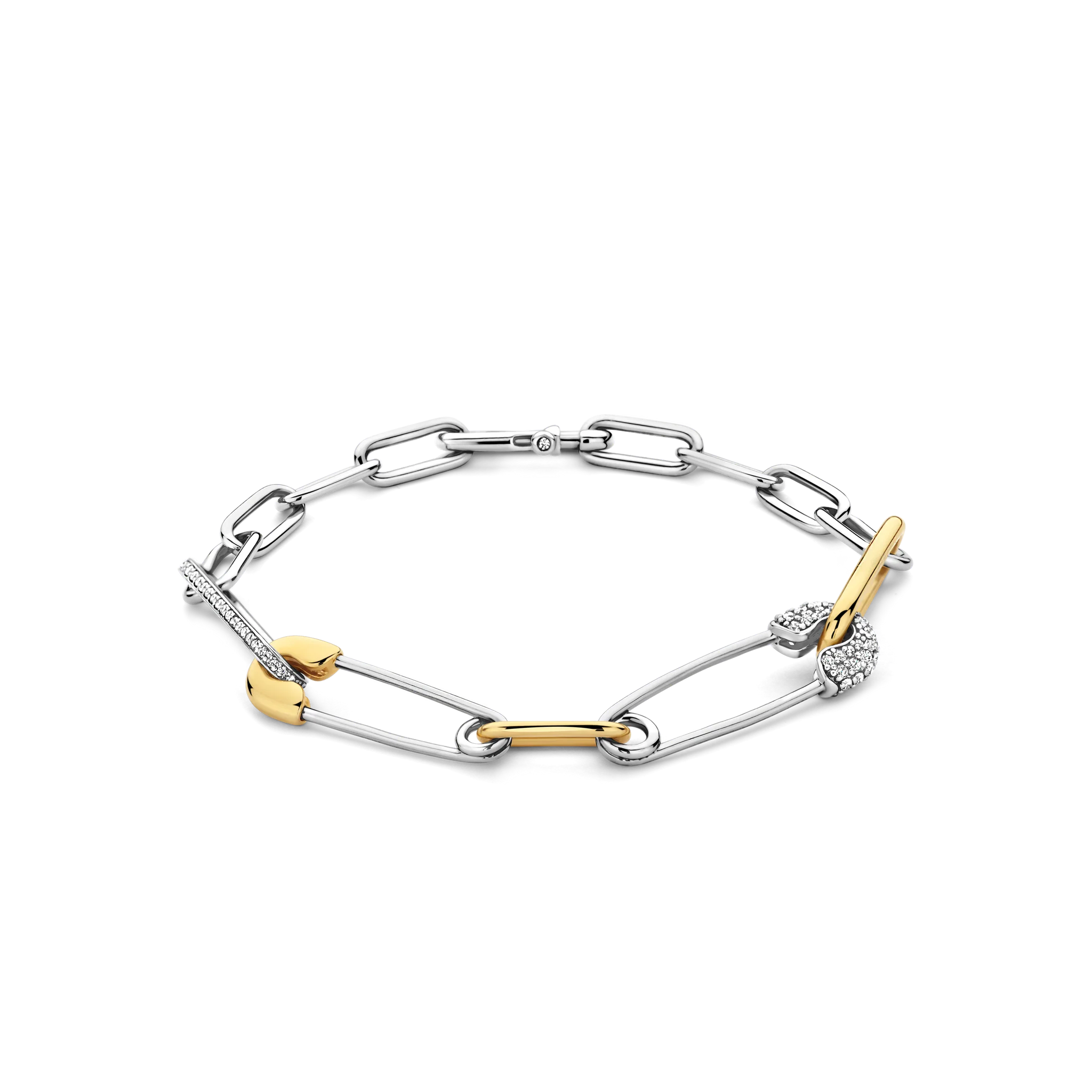 Ti Sento Two-Tone Safety Pin Bracelet