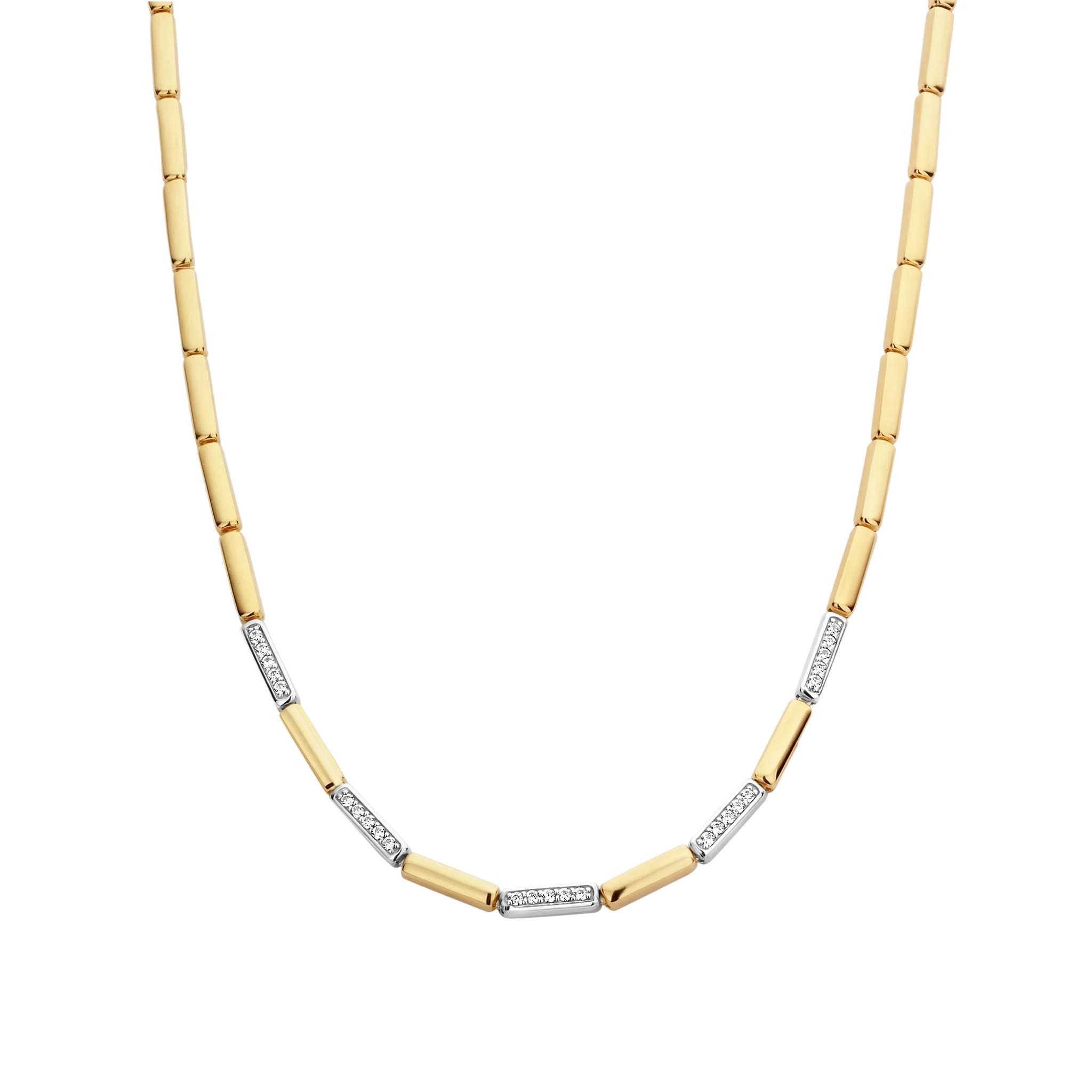 Ti Sento Gold & CZ Bar Necklace