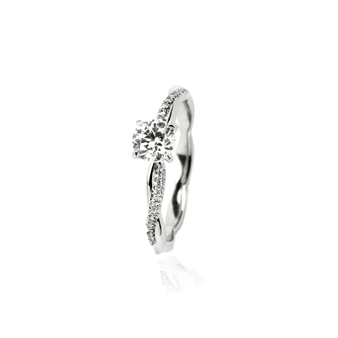 Entwined - 18ct. White Gold Diamond Solitaire Engagement Ring - 0.78cts