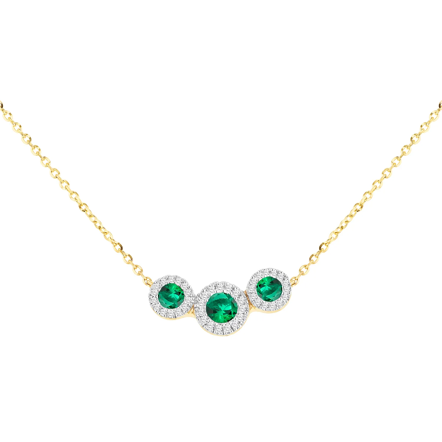 Emerald & Diamond Trinity Necklace