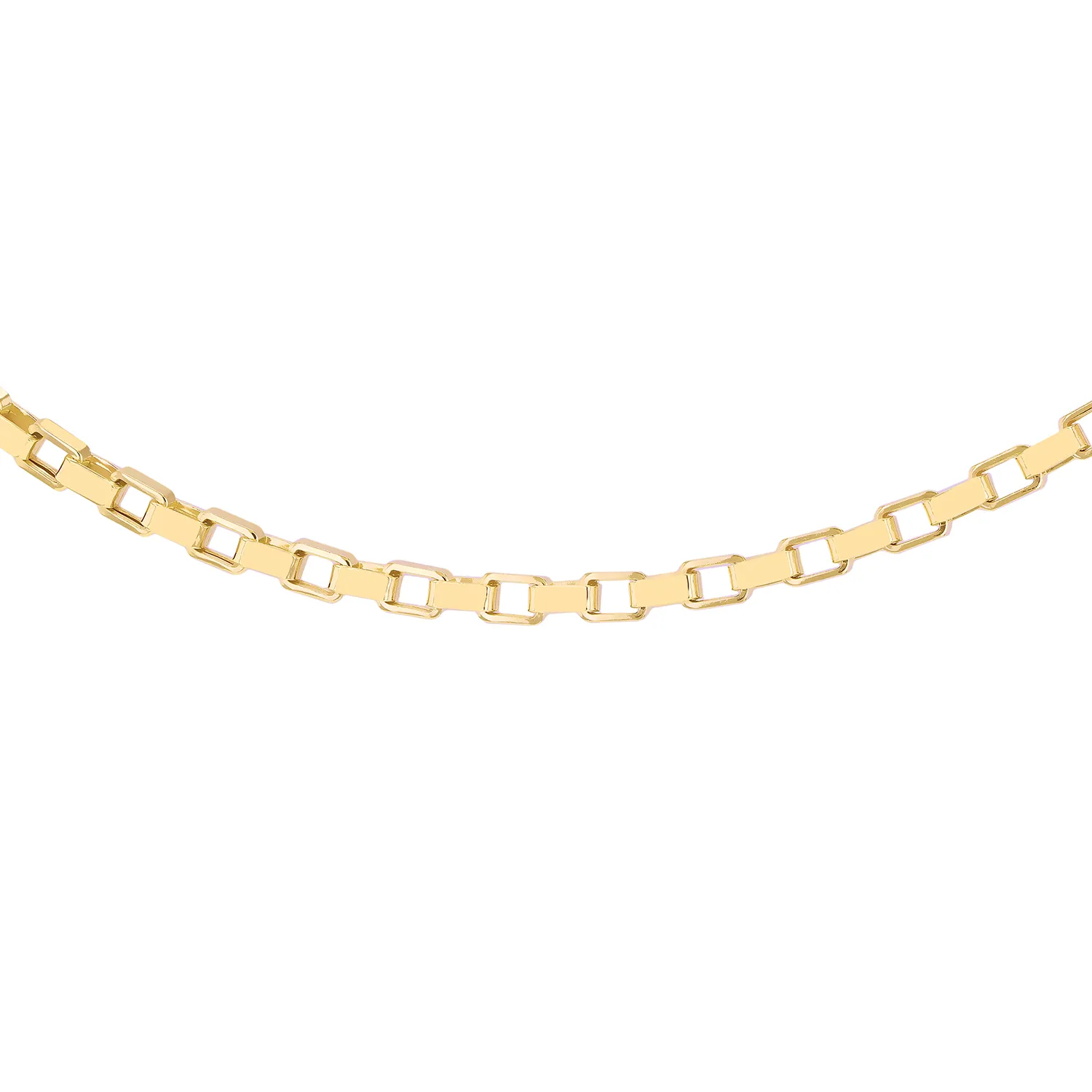 Yellow Gold Square Paper Chain Necklace