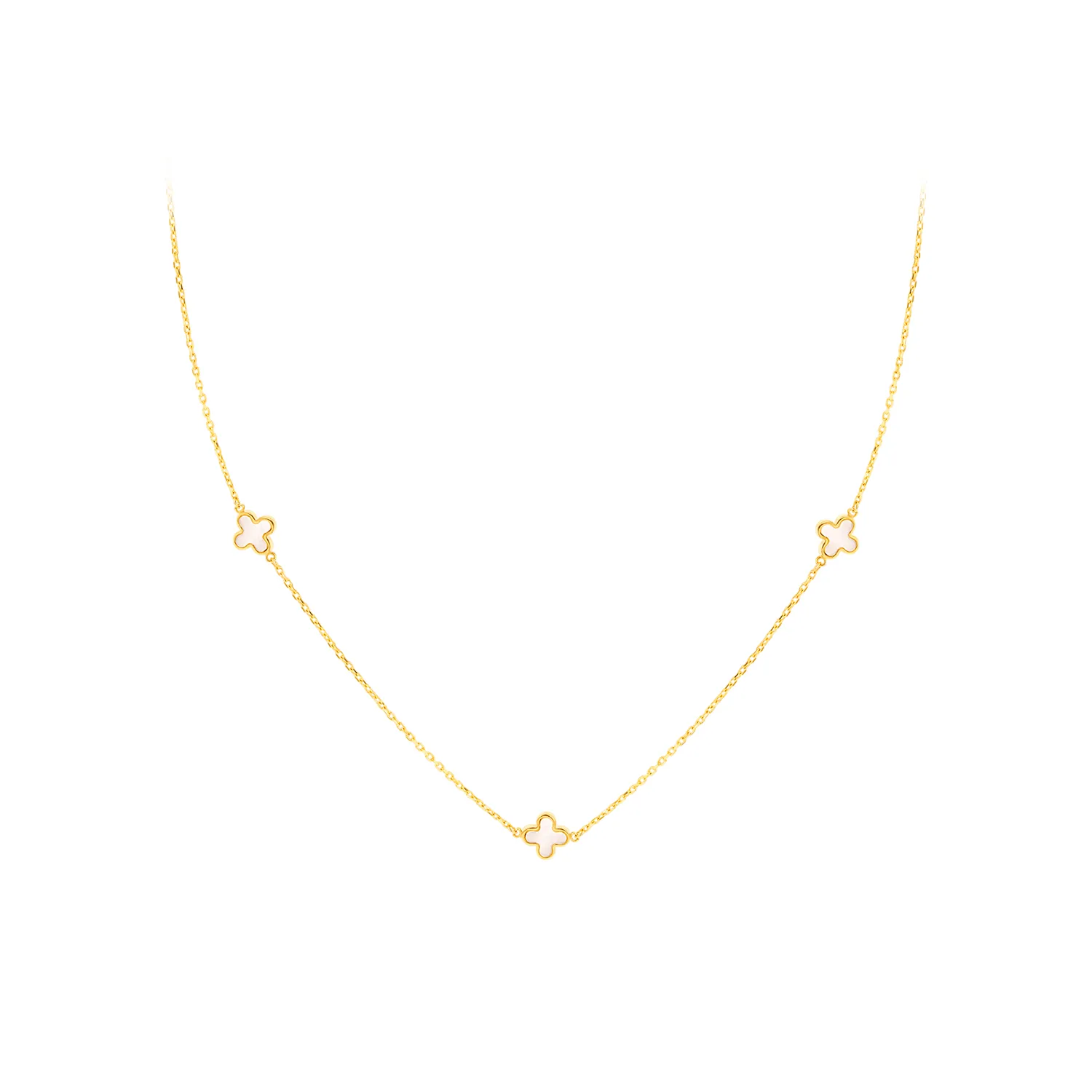 Yellow Gold & Mother-of-Pearl Clover Necklace