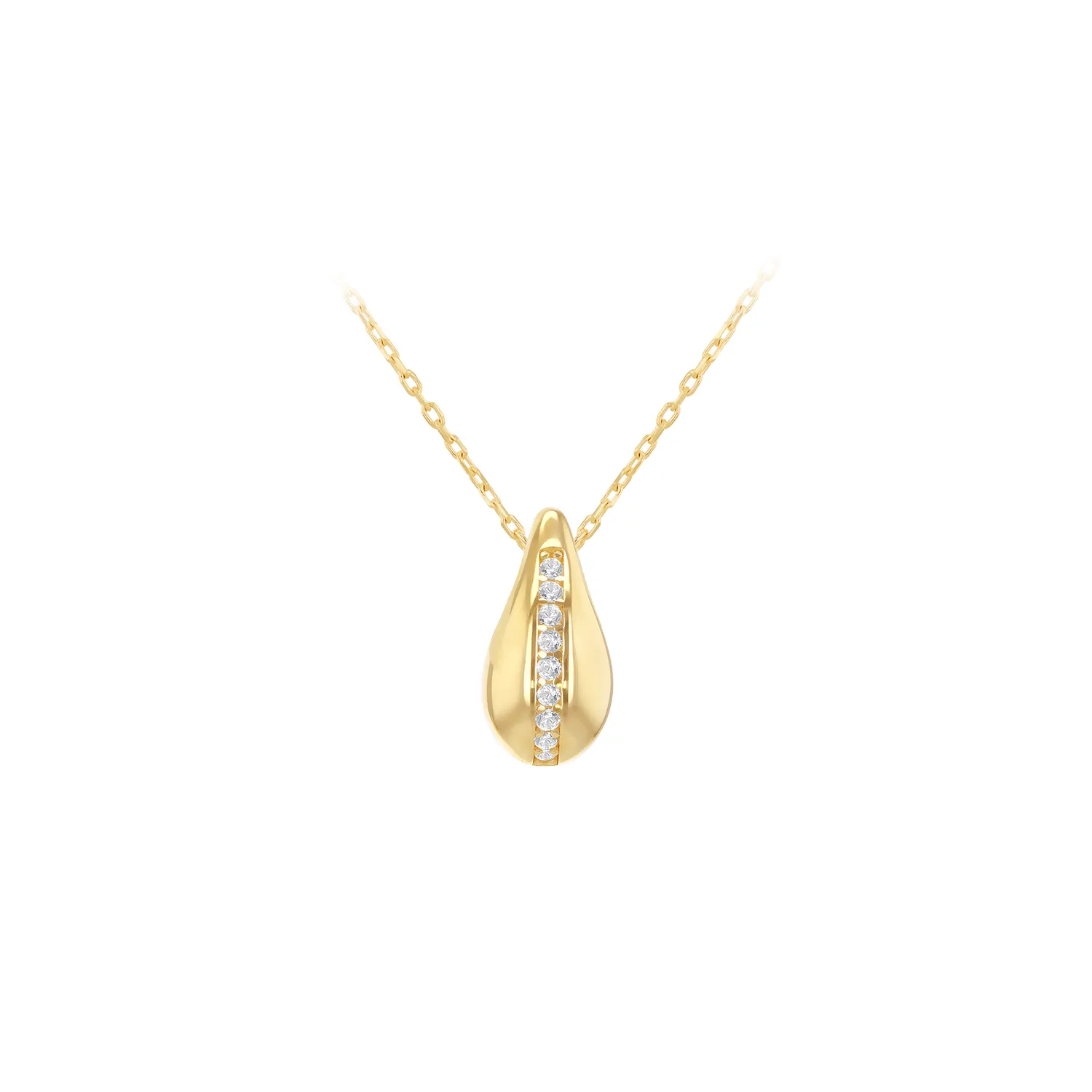 Yellow Gold & CZ Teardrop Necklace