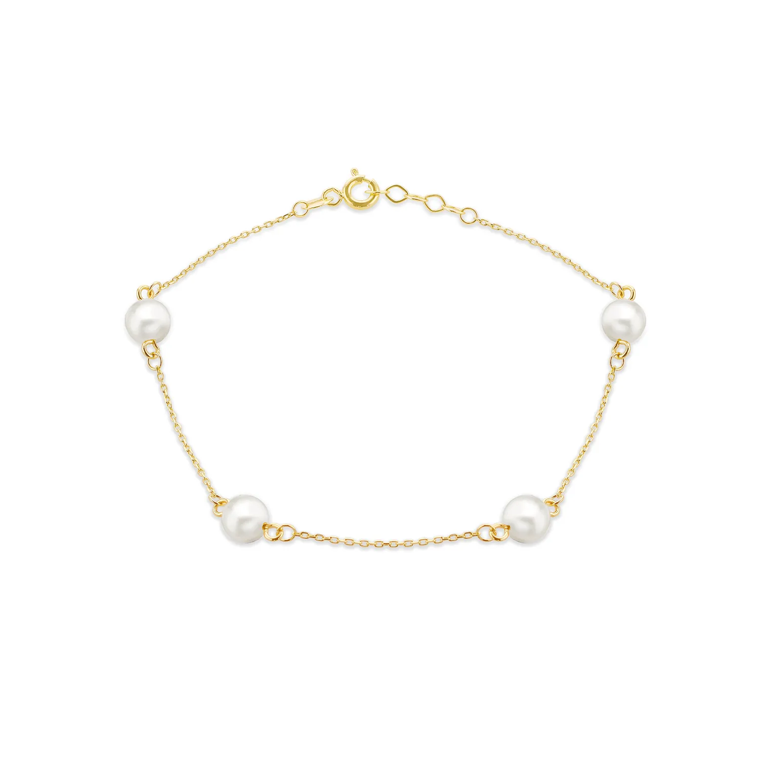 Gold Chain Bracelet with Pearls