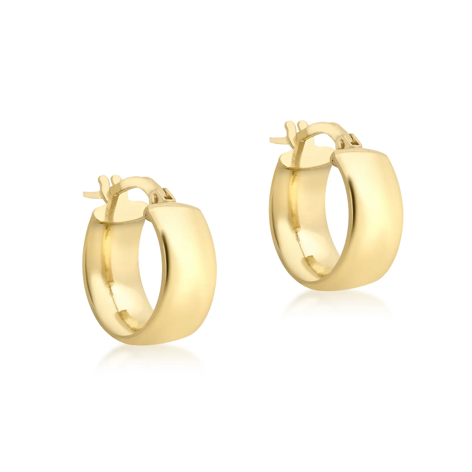 Yellow Gold Wide Creole Hoop Earrings - 14mm