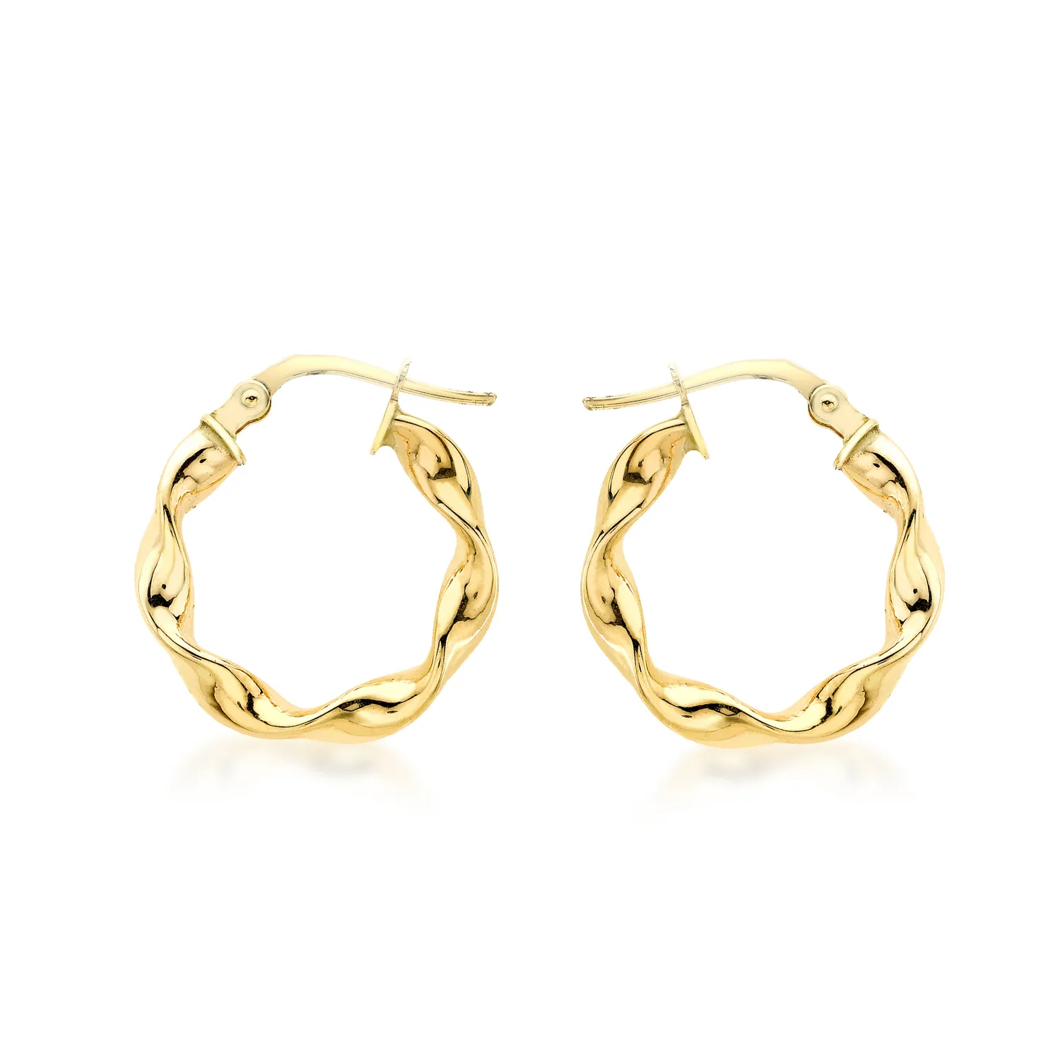 Yellow Gold Twist Hoop Earrings - 17mm