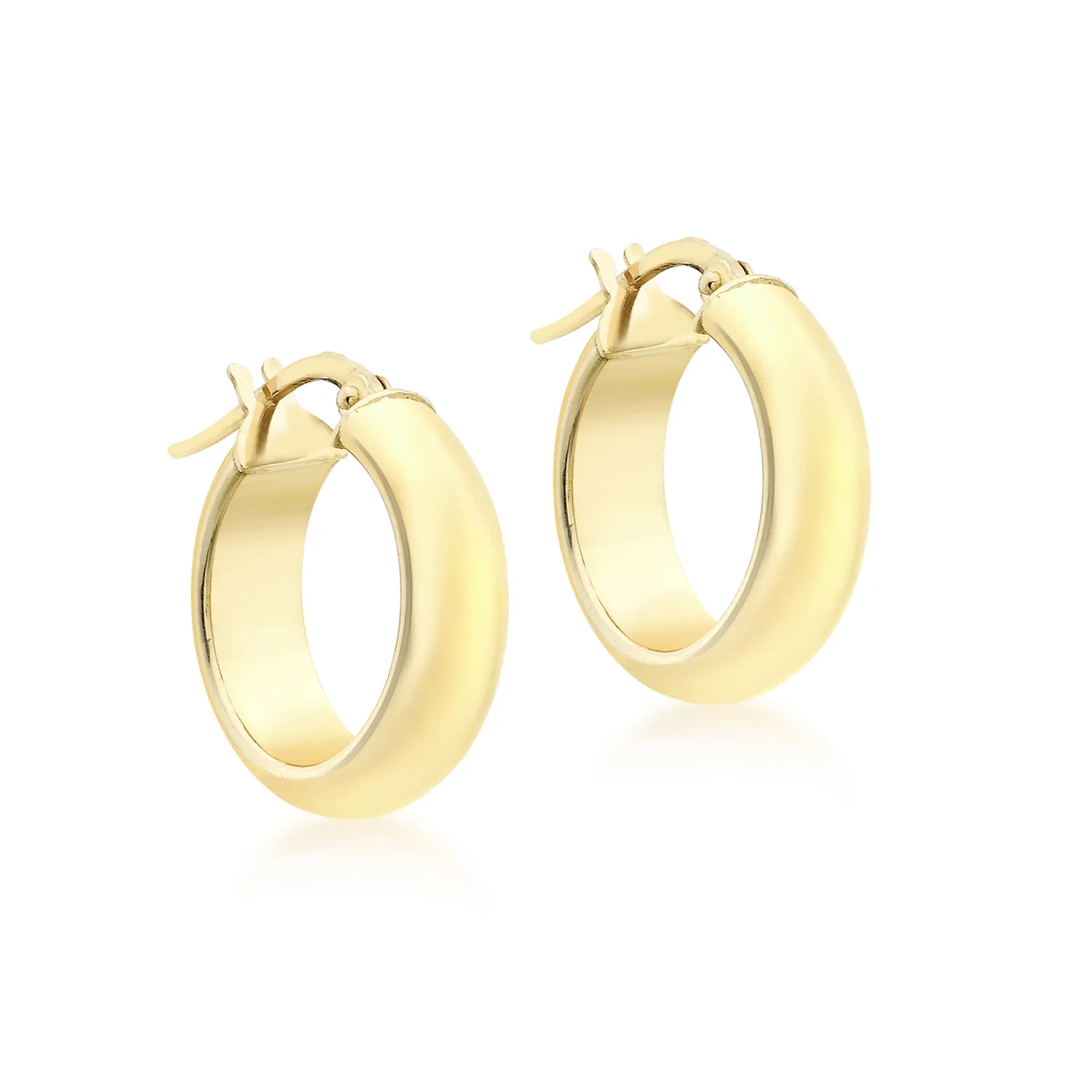 Yellow Gold Wide Creole Hoop Earrings - 19mm