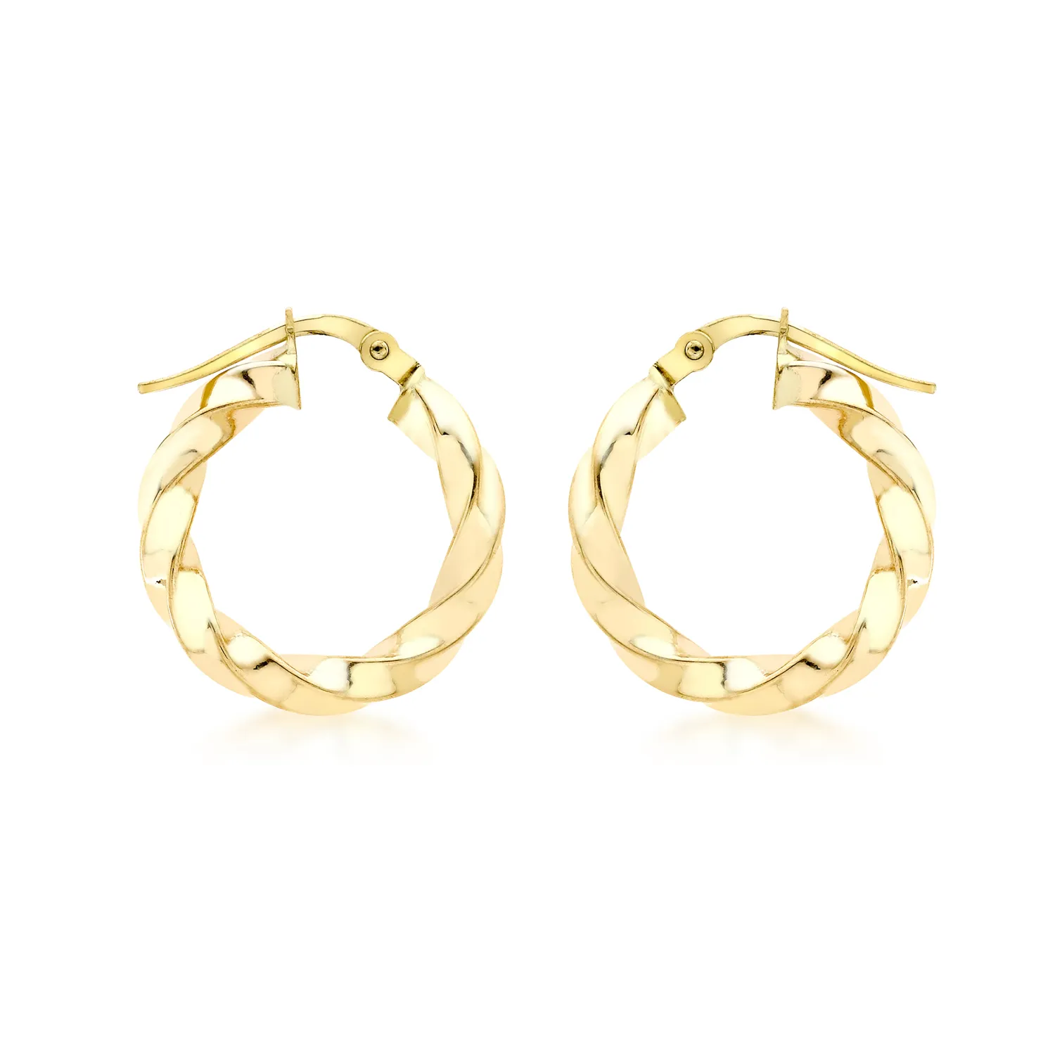 Yellow Gold Square Twist Hoop Earrings - 19mm