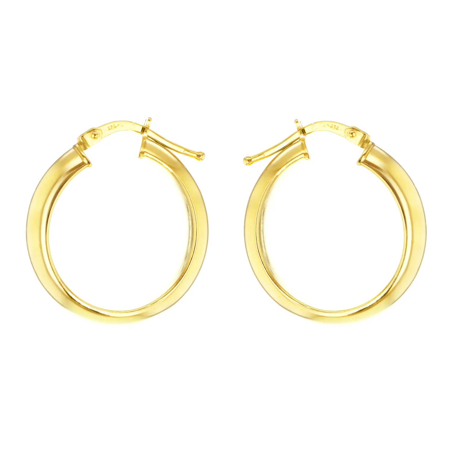 Yellow Gold Wide Creole Hoop Earrings - 22mm