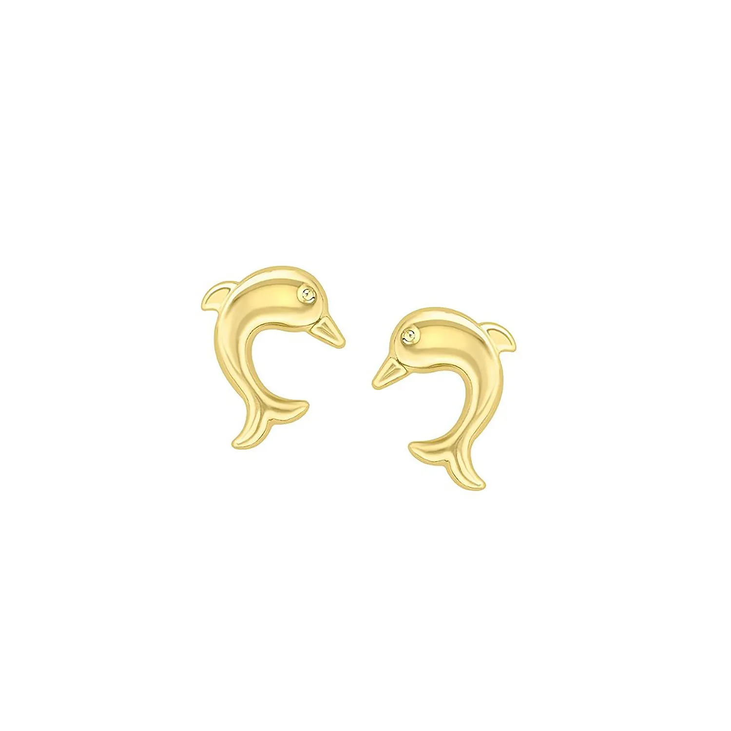 Yellow Gold Dolphin Stud Earrings