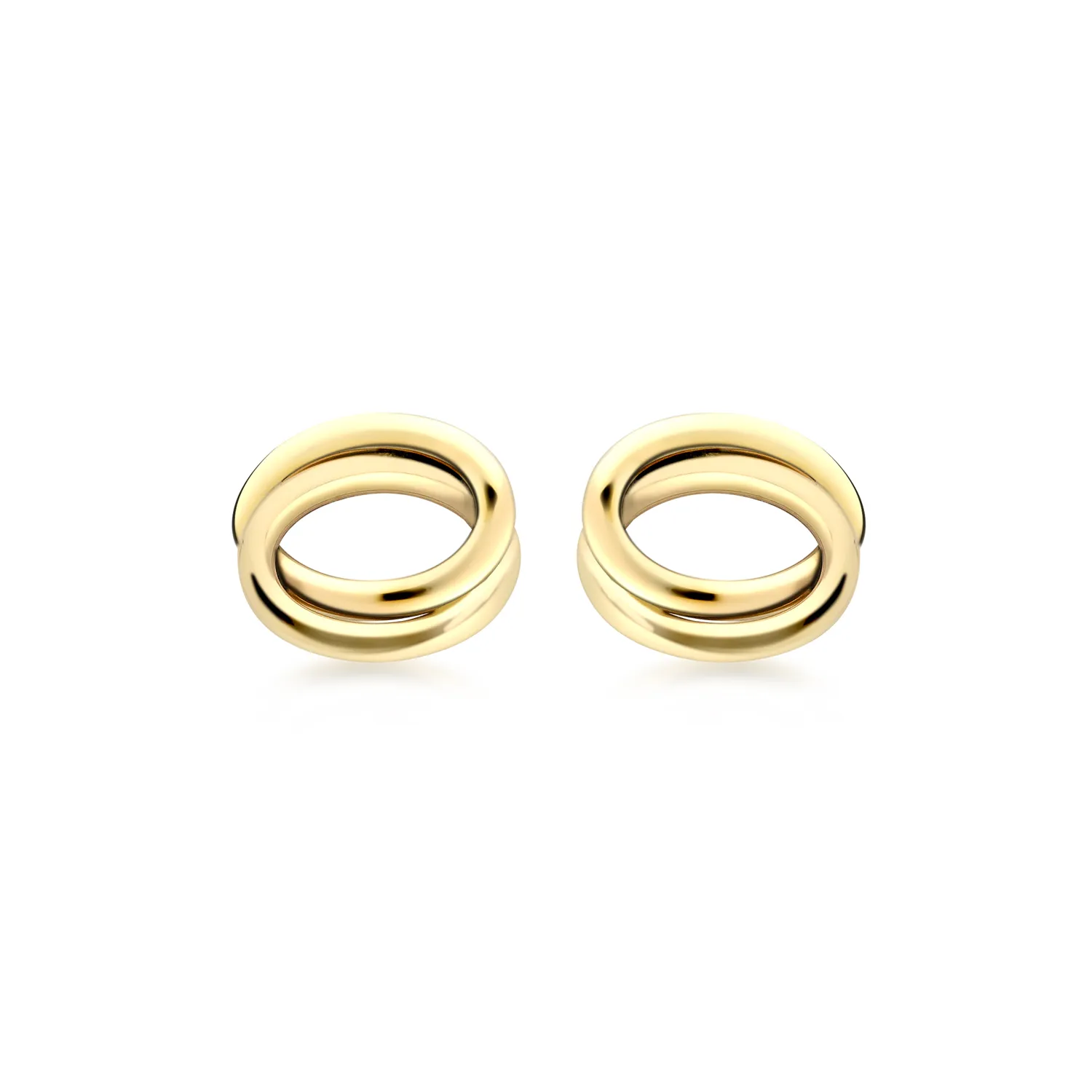 Yellow Gold Double Oval Stud Earrings