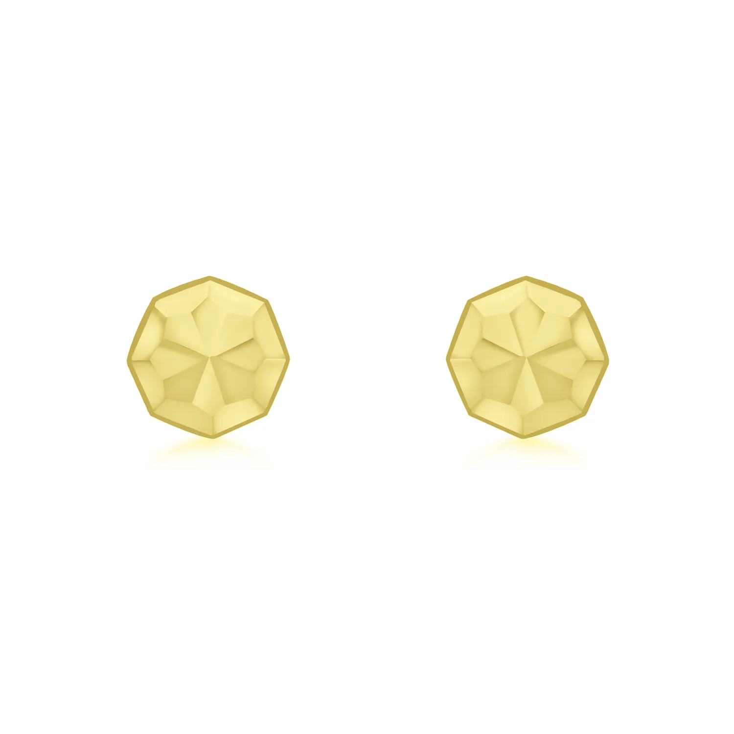 Yellow Gold Octagon Button Stud Earrings