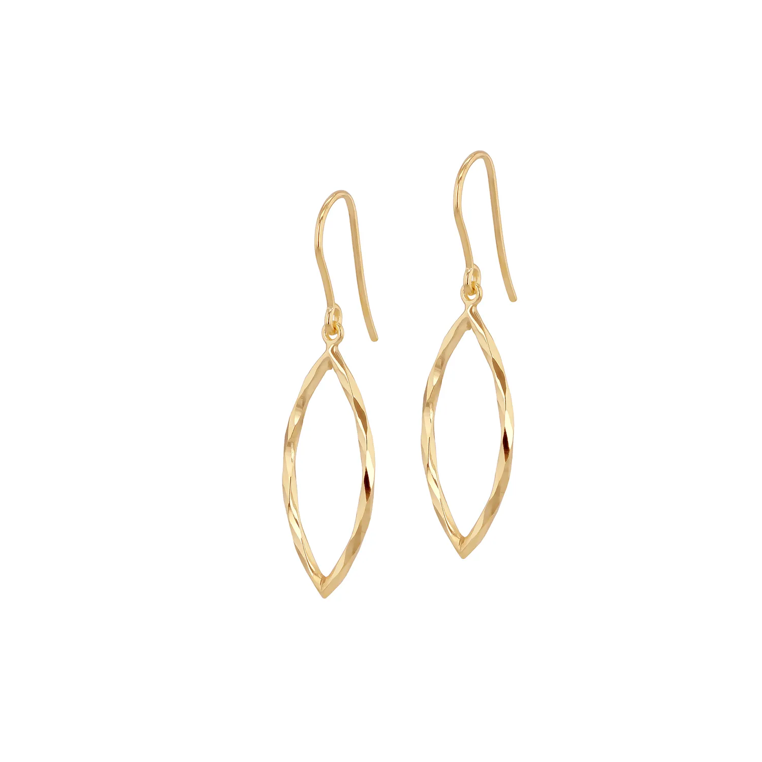 Gold Open Marquis Drop Hook Earrings