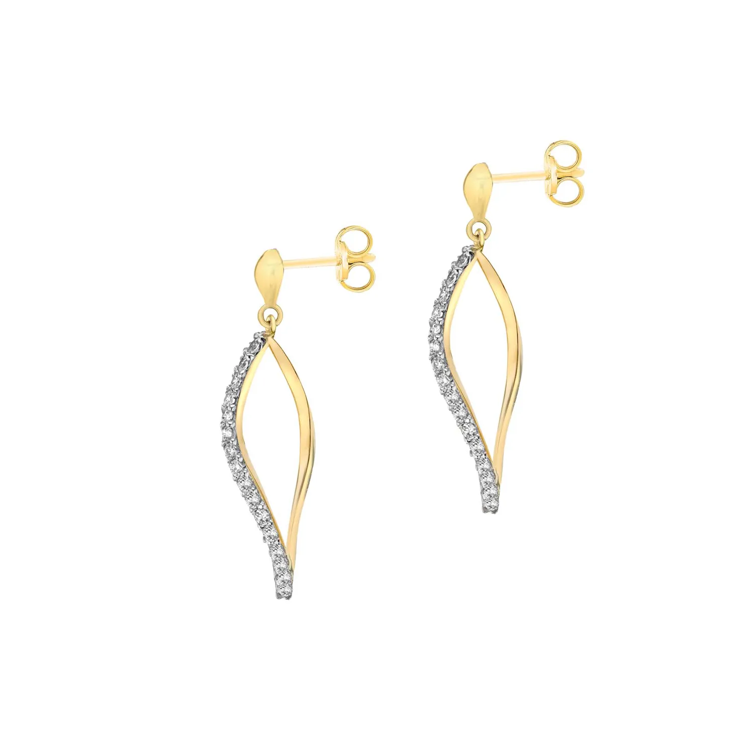 Yellow Gold & CZ Figure-8 Drop Earrings