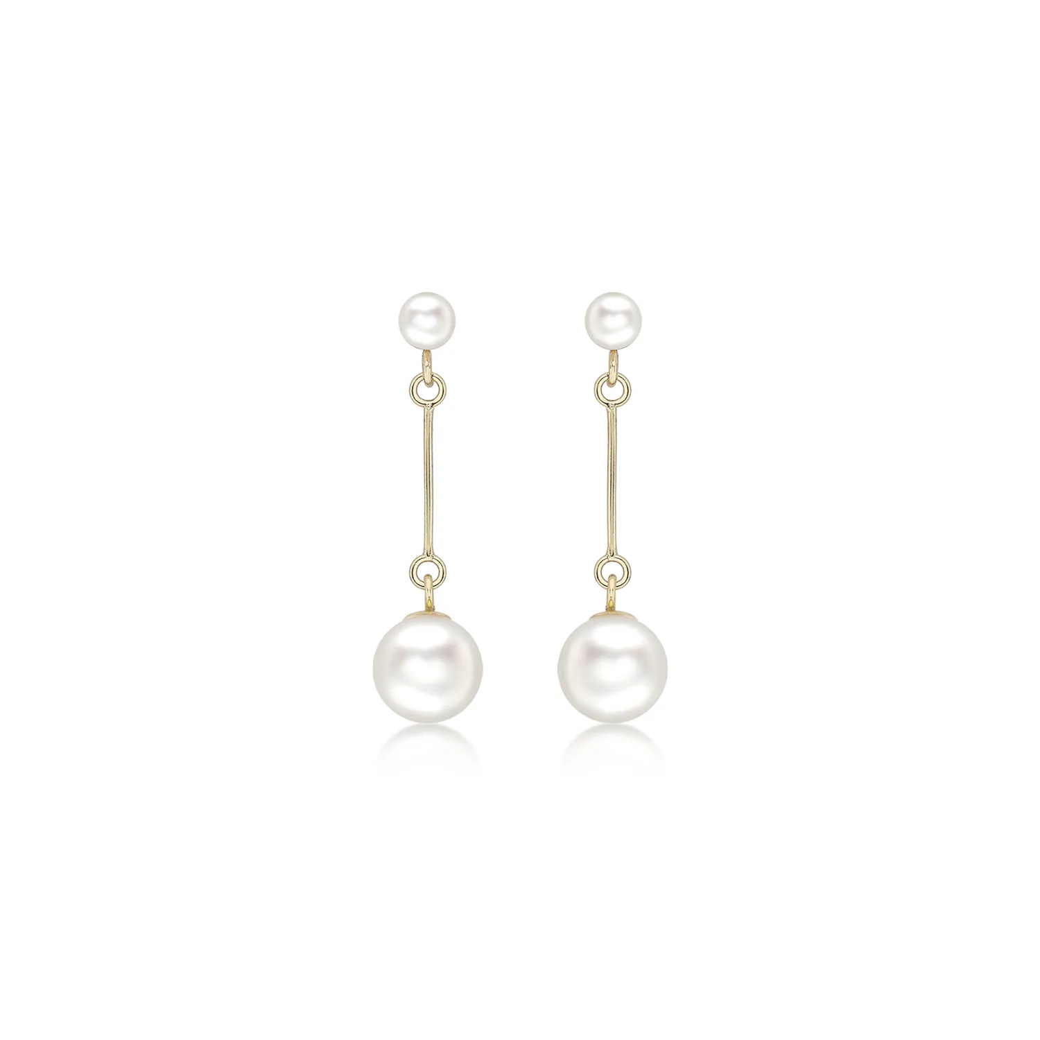 Yellow Gold & Pearl Pin Drop Earrings