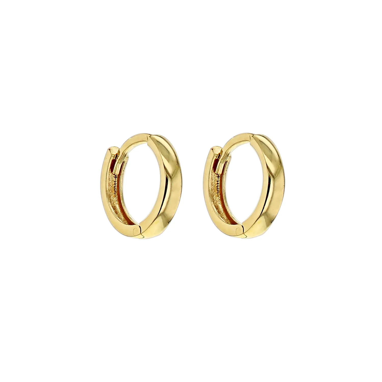 Yellow Gold Huggie Hoope Earrings - 11mm