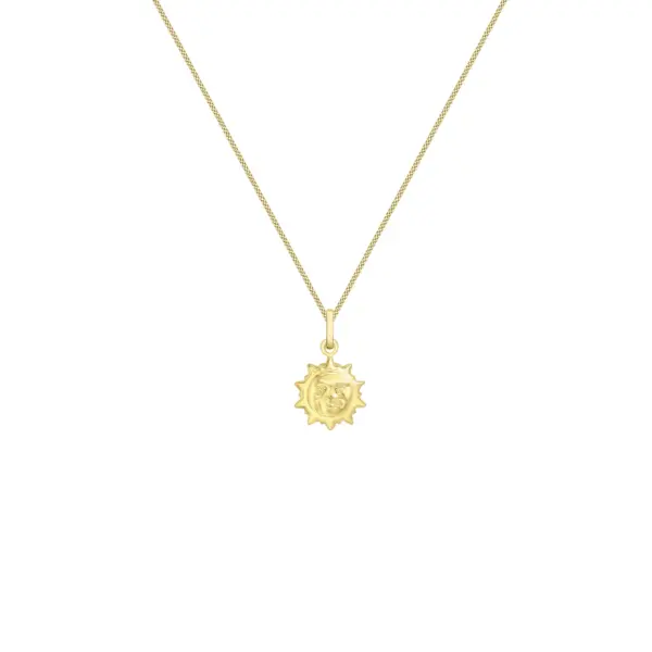 Yellow Gold Mini Sun Pendant Necklace