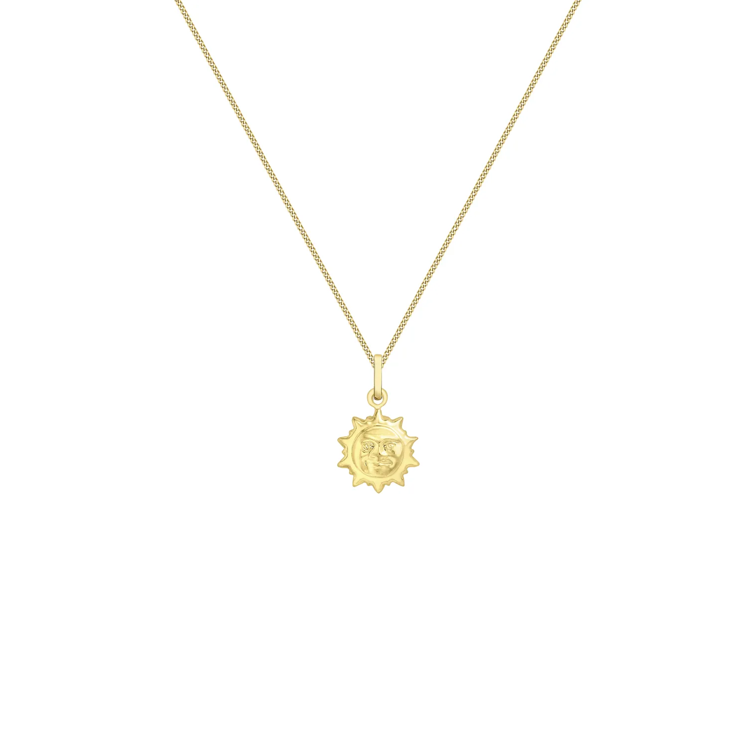 Yellow Gold Mini Sun Pendant Necklace