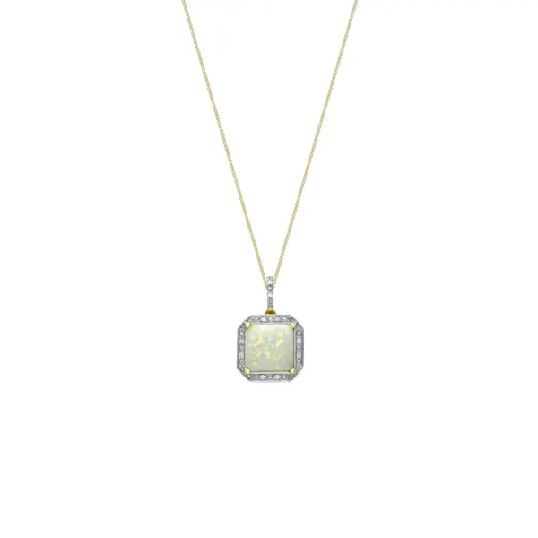 Synthetic Opal & Diamond Necklace