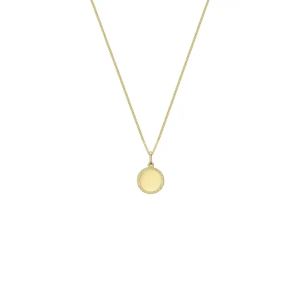 Yellow Gold Disc Pendant Necklace