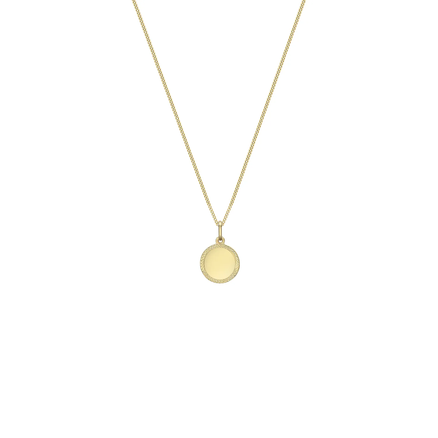 Diamond-Cut Gold Disc Pendant Necklace