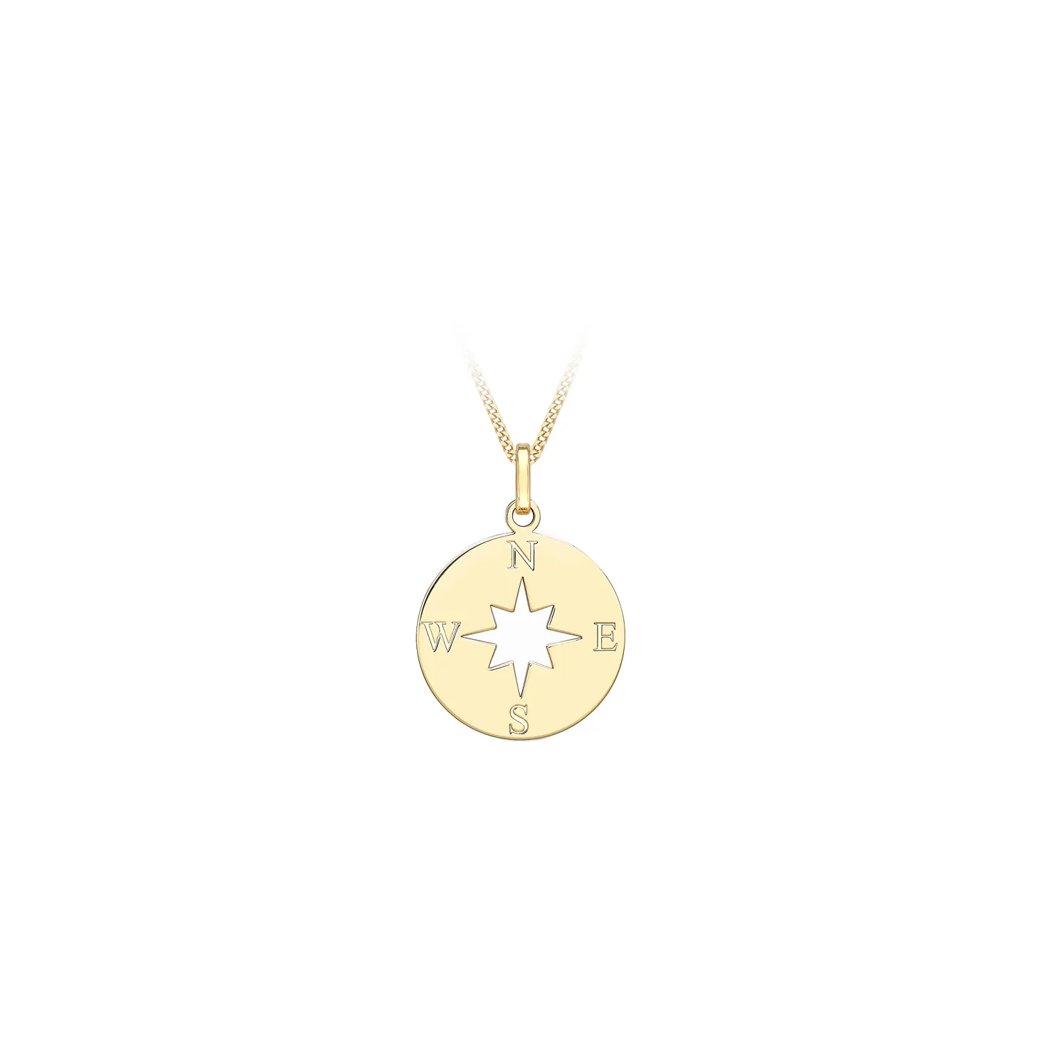 Yellow Gold Compass Cut-Out Pendant