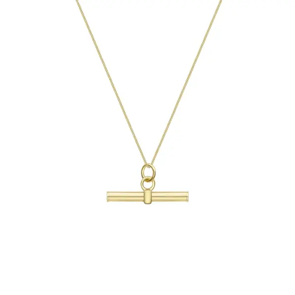 Yellow Gold T-Bar Necklace