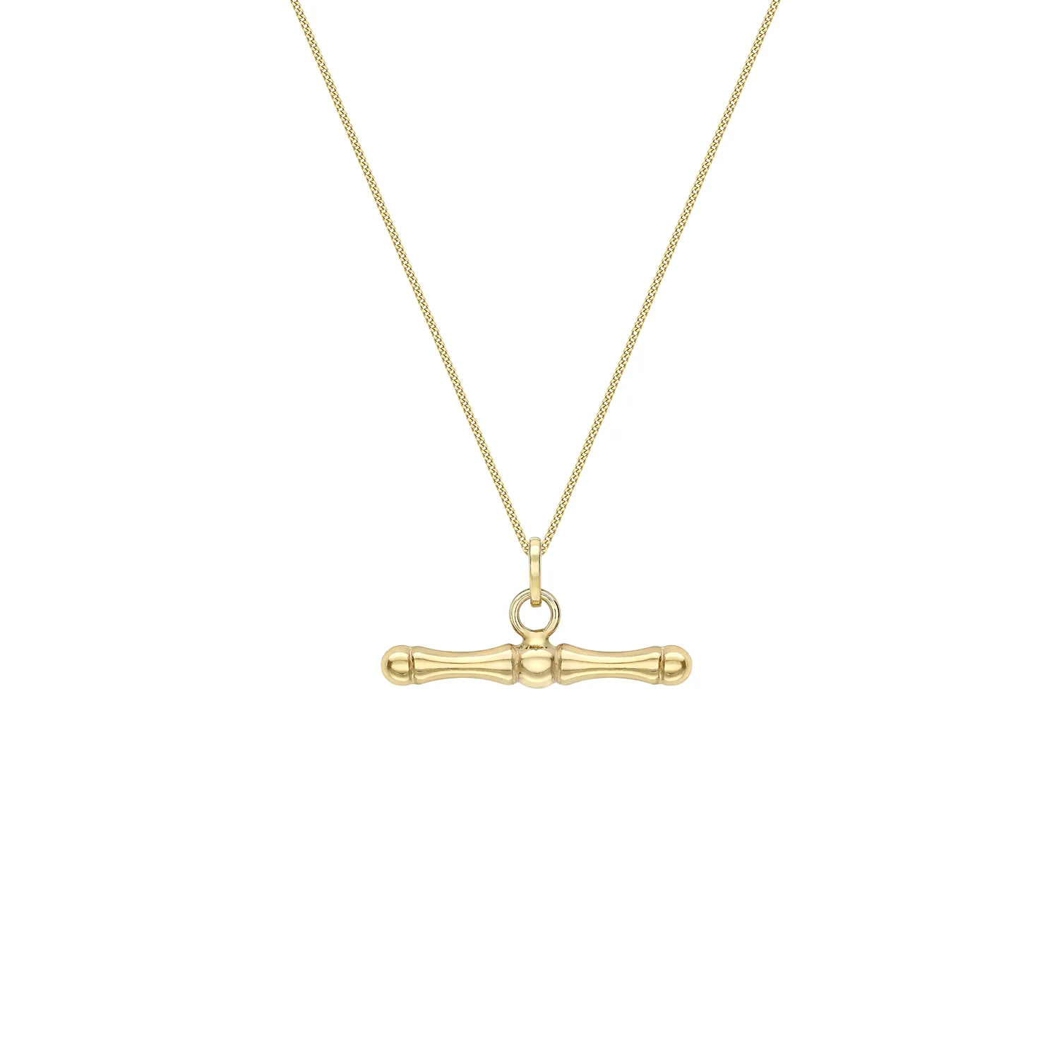 Yellow Gold Dog Bone T-Bar Necklace