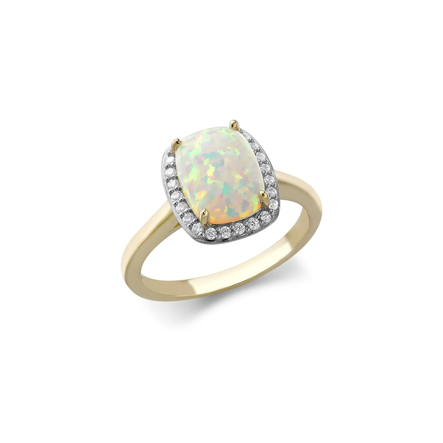 Yellow Gold, Opal & CZ Dress Ring