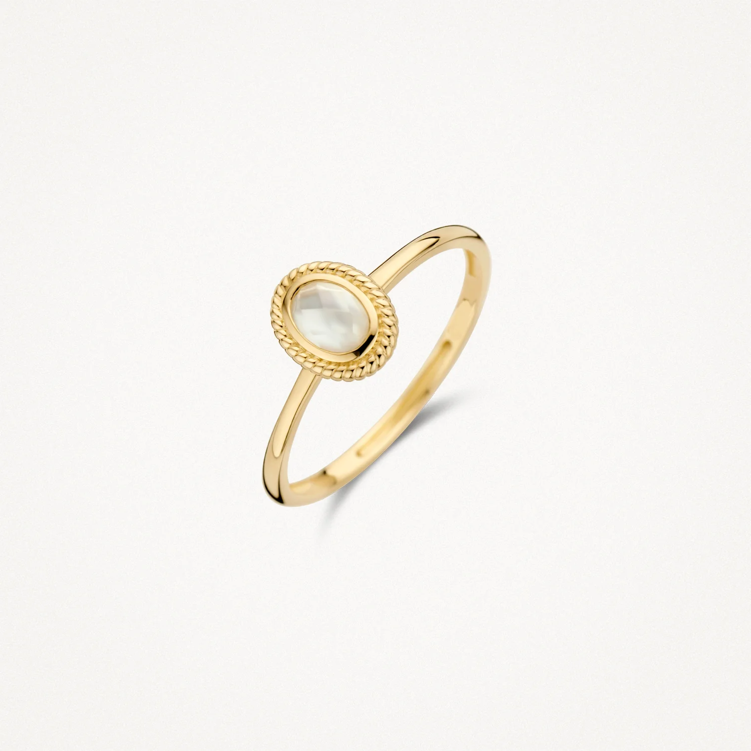 Blush Gold Rope Dress Ring - Mother-of-Pearl & Quartz