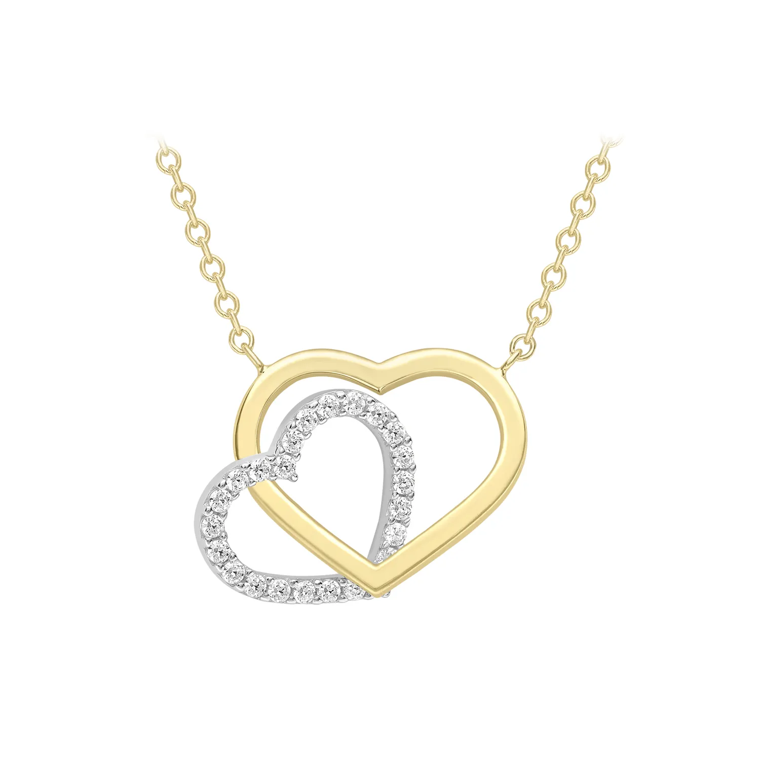 Two-Tone Double Heart Necklace