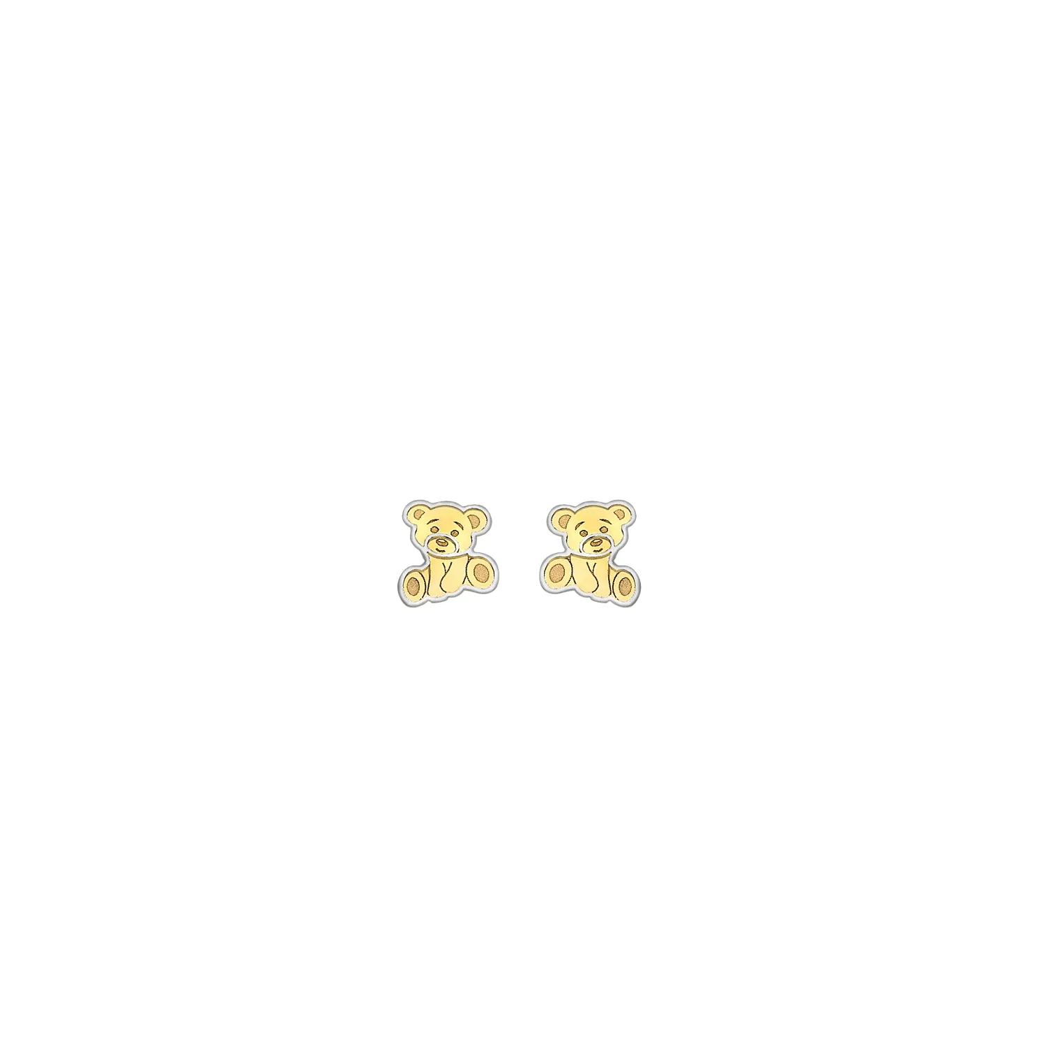 Two-Tone Gold Teddy Bear Stud Earrings