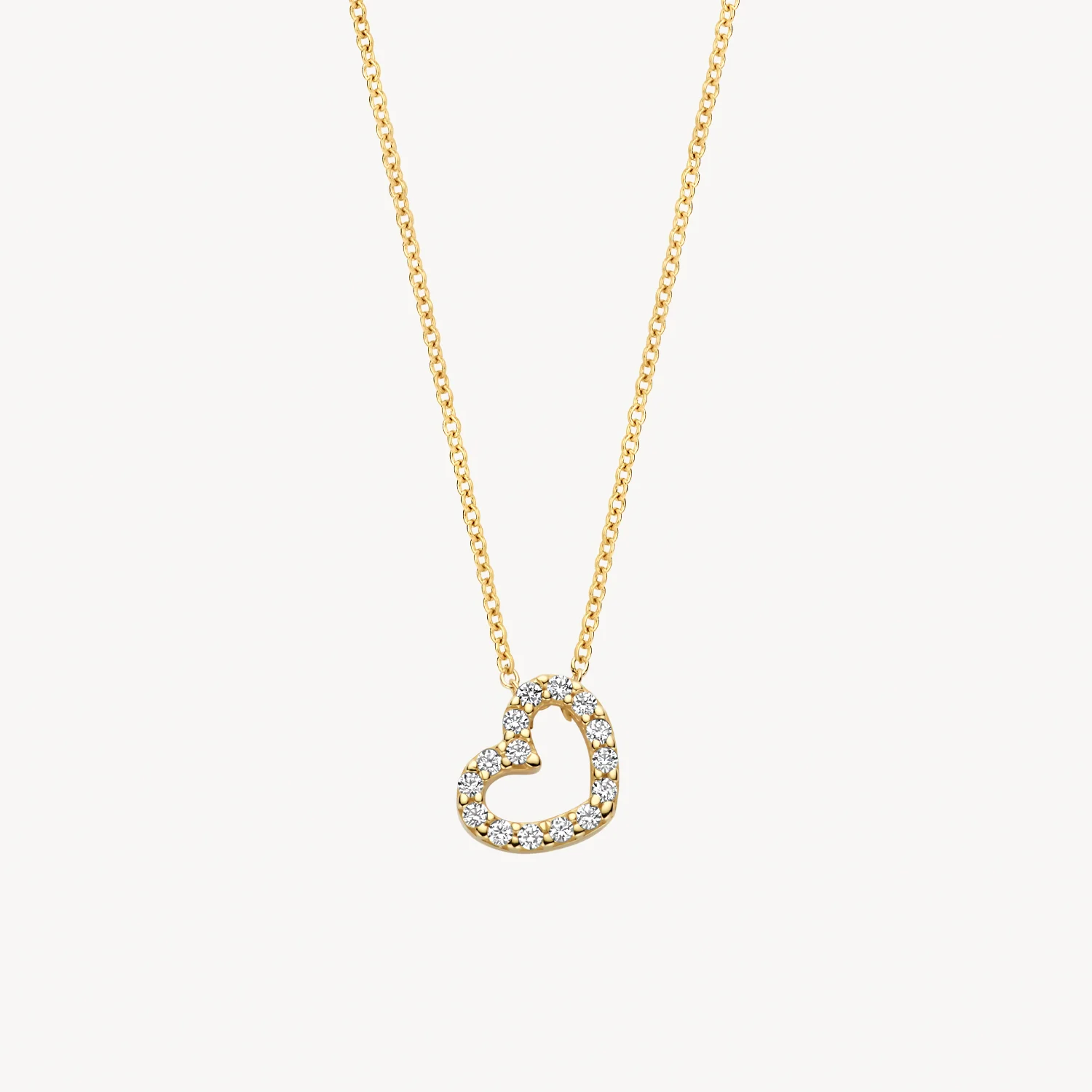 Blush Yellow Gold & CZ Heart Necklace