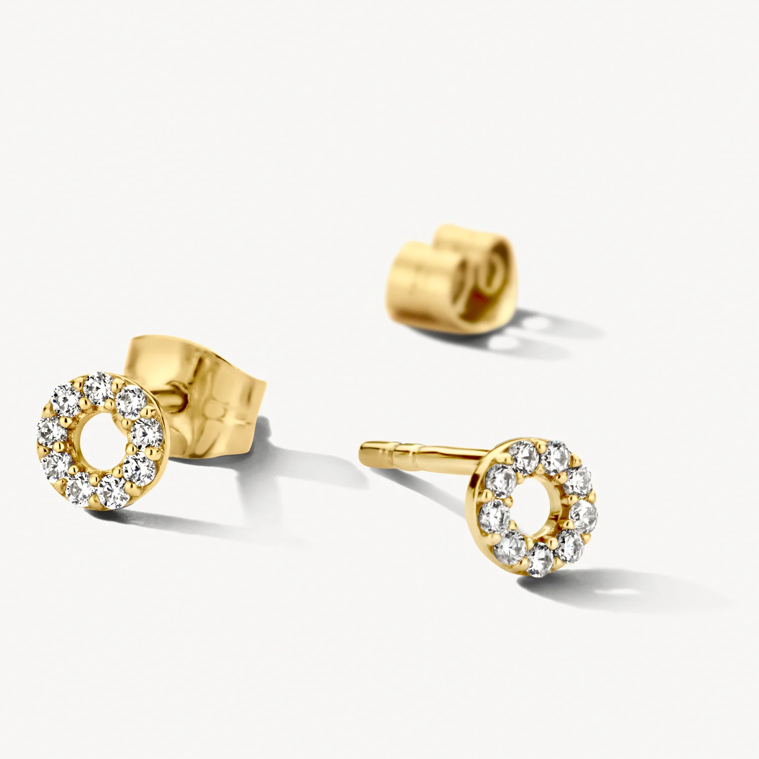 Blush Gold & CZ Open Circle Stud Earrings