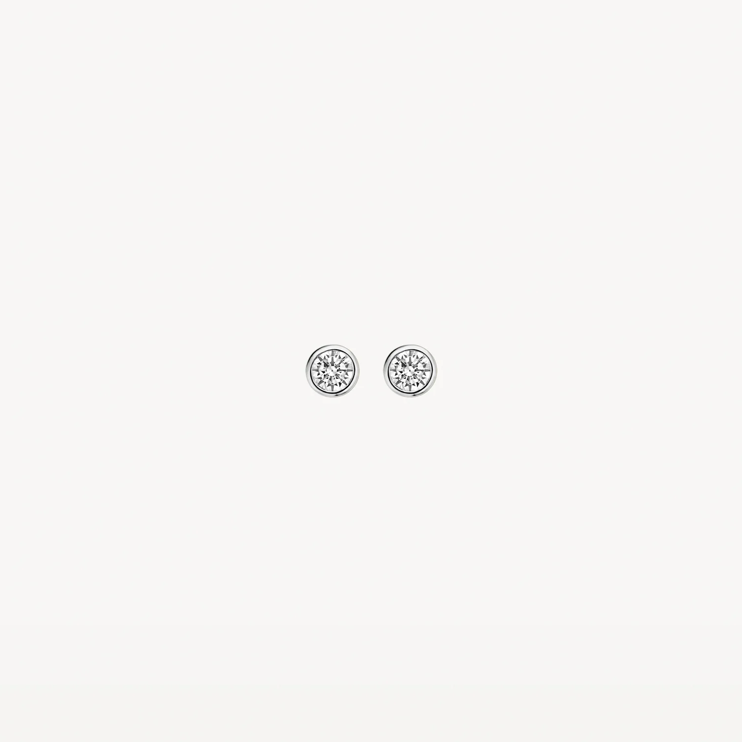 Blush White Gold & CZ Stud Earrings - Very Small