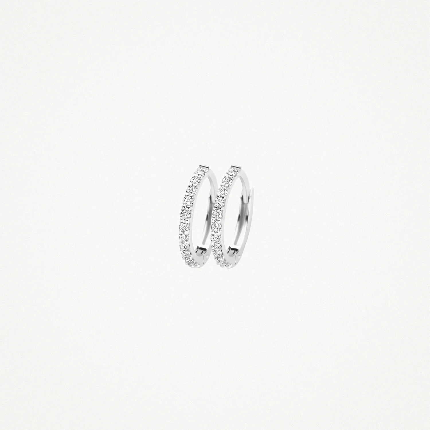 Blush White Gold & CZ Hoop Earrings - Medium