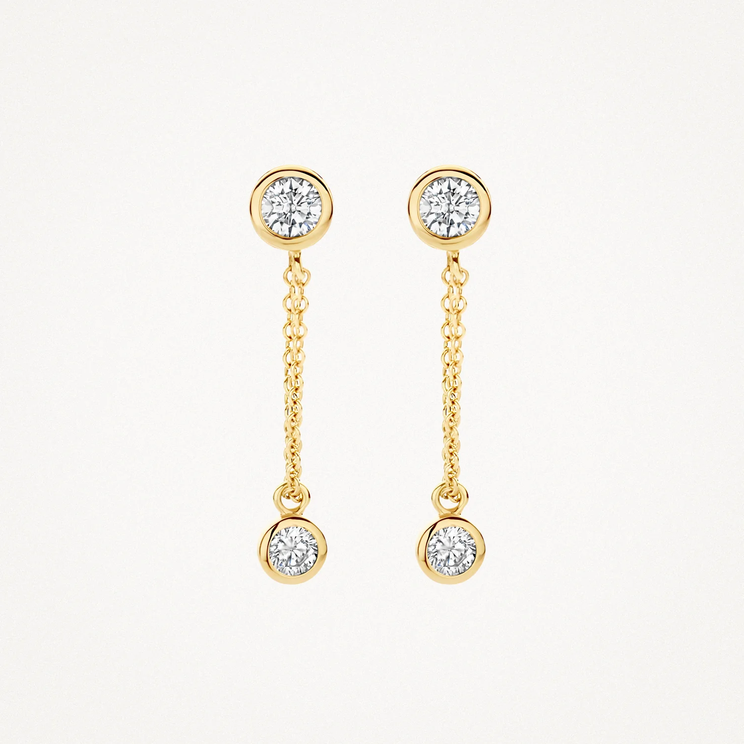 Blush Gold & CZ Stud & Chain Earrings