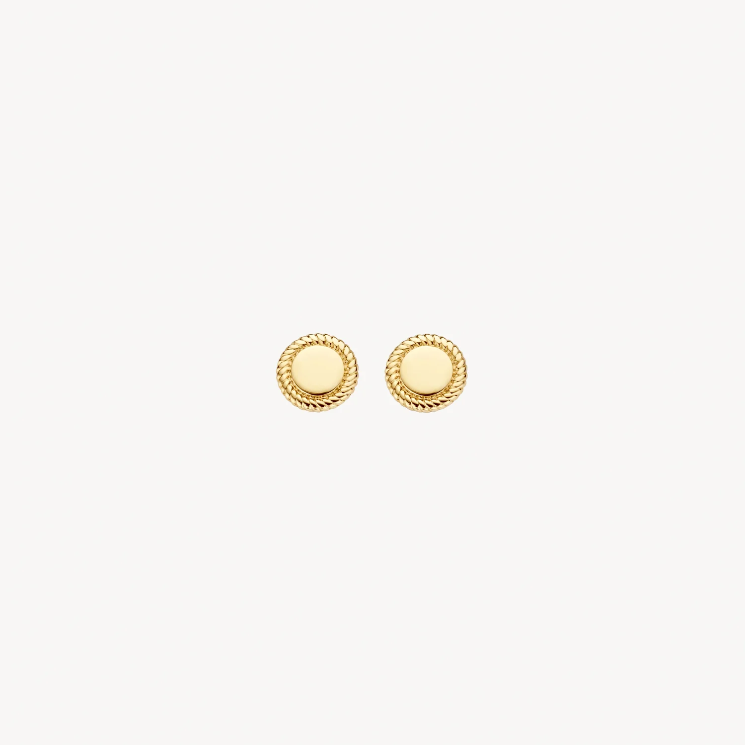 Blush Gold Button Stud Earrings - Rope