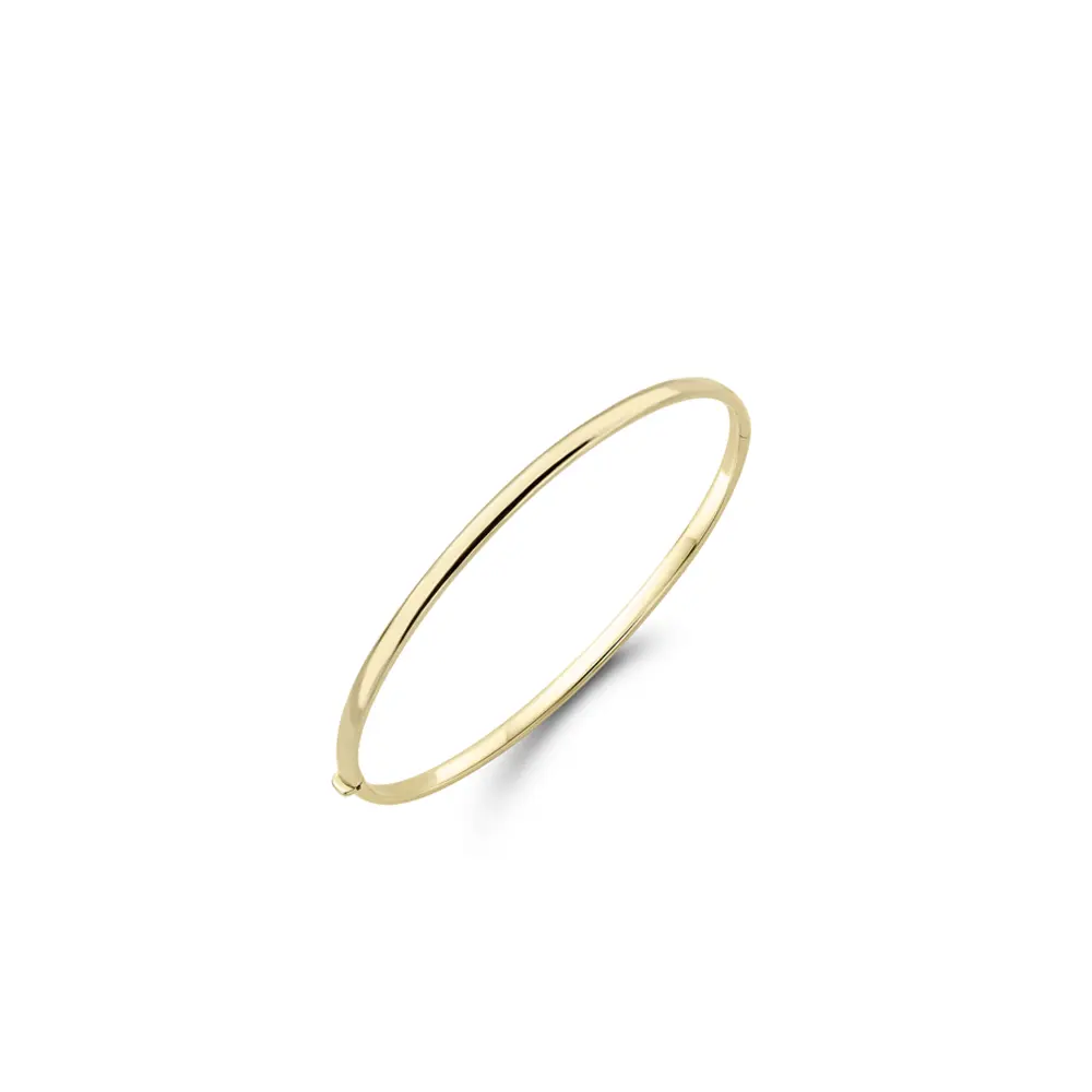 Yellow Gold Oval Hinged Bangle