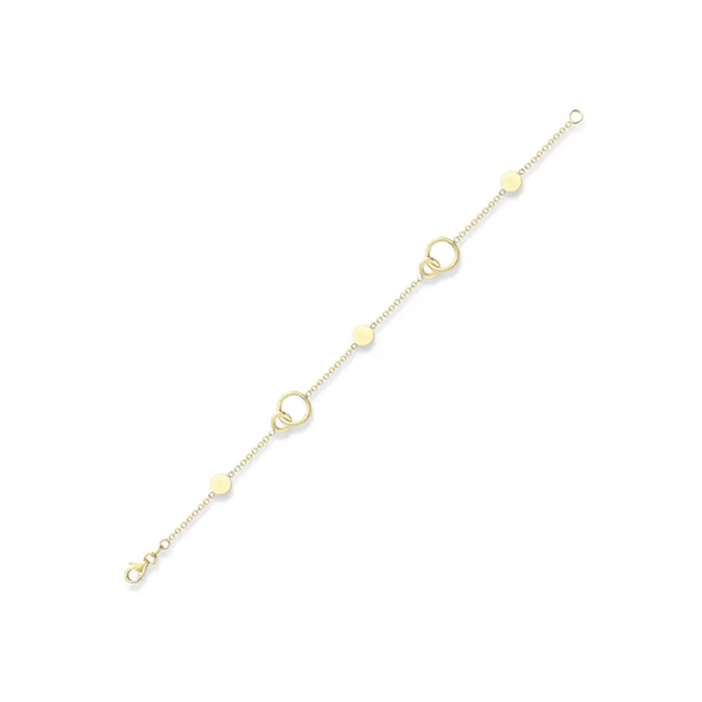 Yellow Gold Chain Link Bracelet with Circle Links