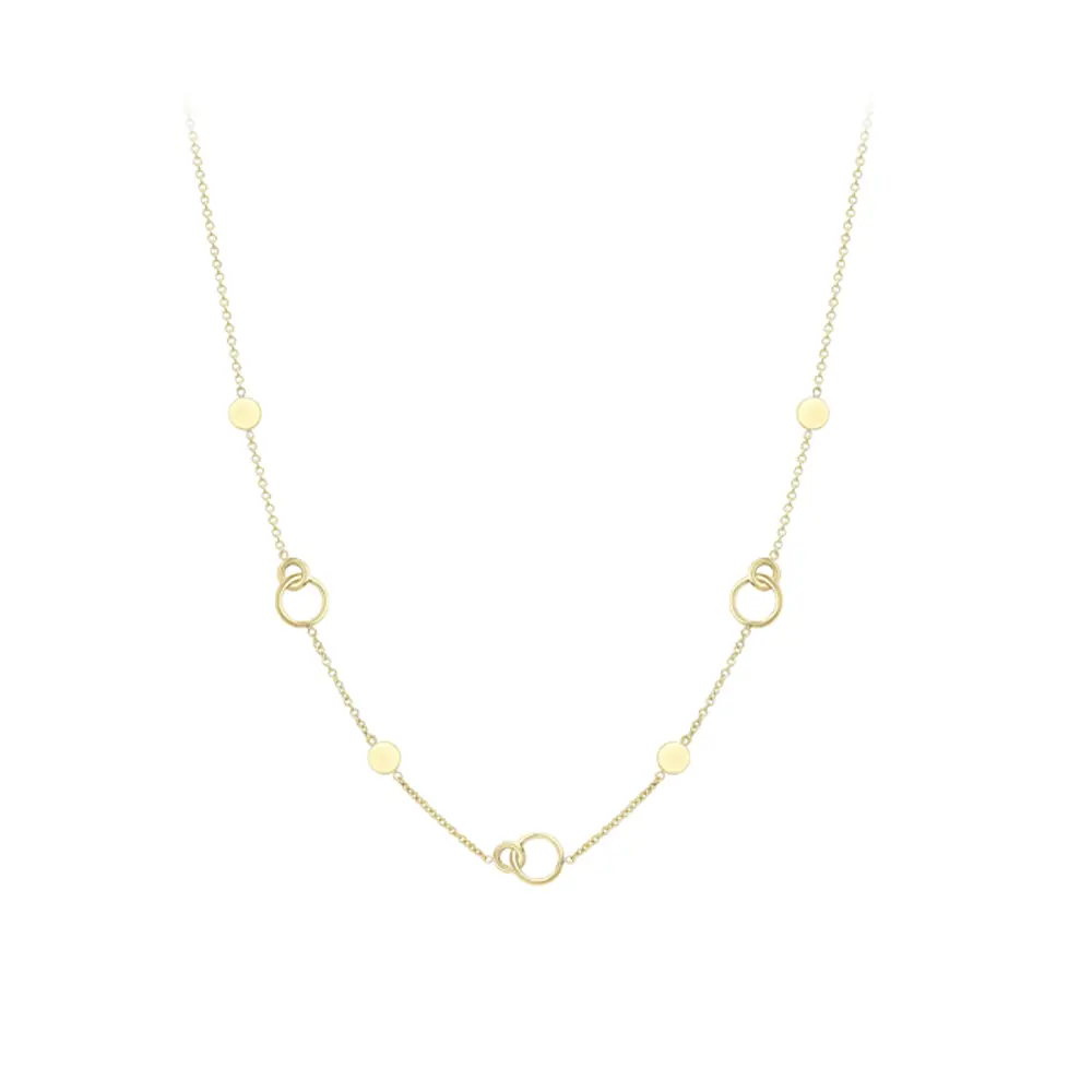 Yellow Gold Chain Link Necklace with Circle Links