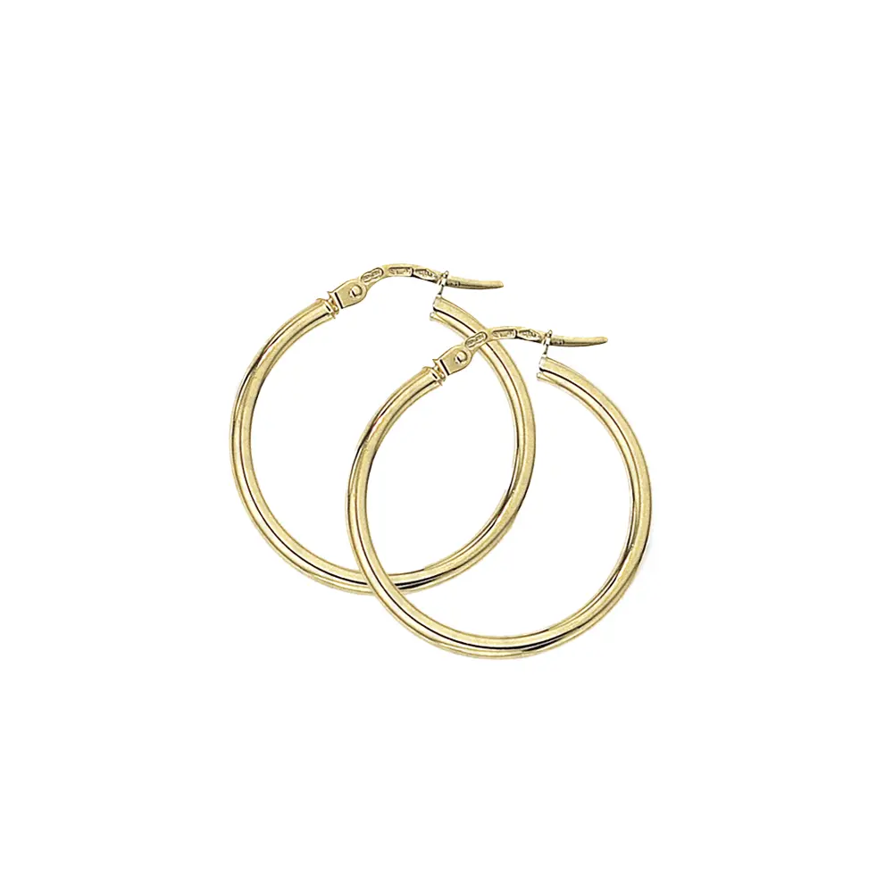 Yellow Gold Classic Hoop Earrings - 20mm