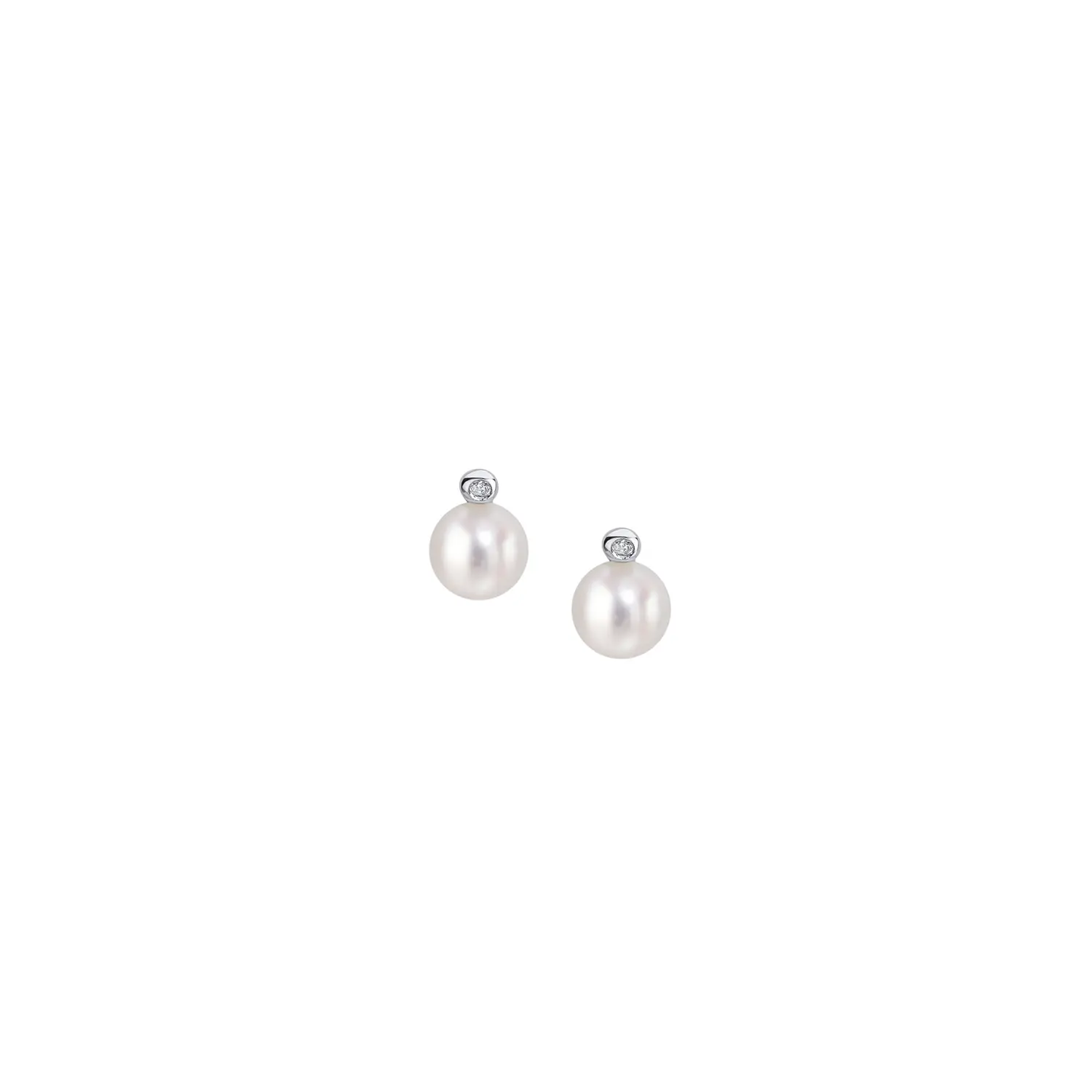 D for Diamond Pearl & Diamond Stud Earrings