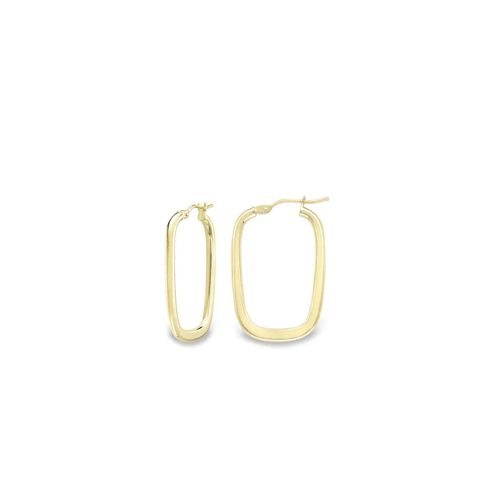 Yellow Gold Rectangular Hoop Earrings