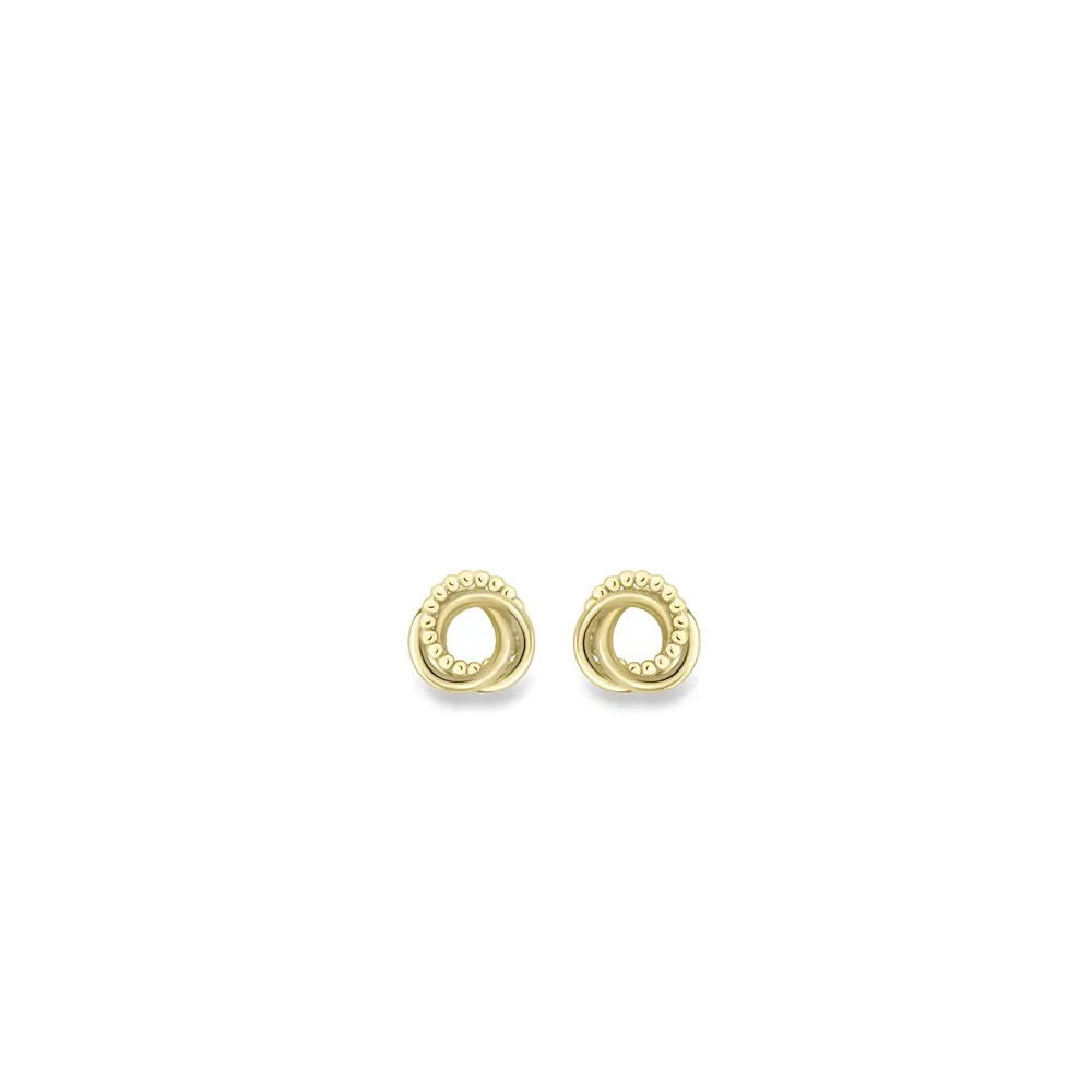 Yellow Gold Beaded Knot Stud Earrings