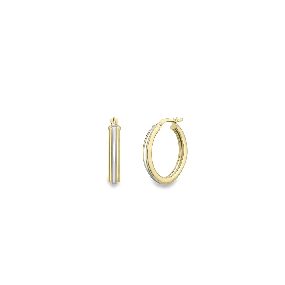 Two-Tone Hoop Earrings - 15mm