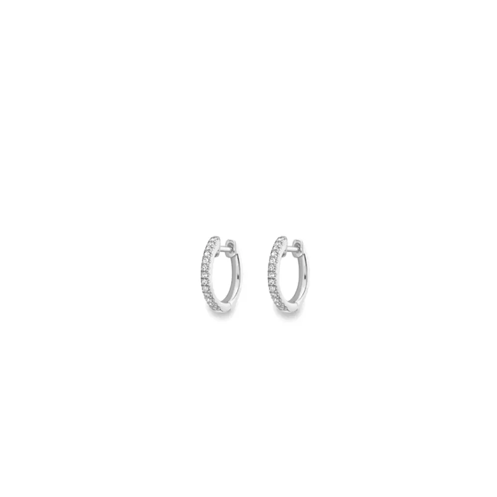 White Gold & Diamond Huggie Hoop Earrings